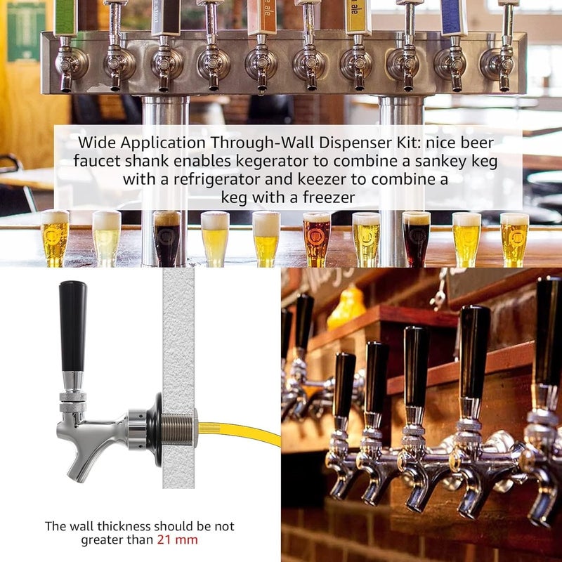 MRbrew Draft Beer Shank Faucet Kit, 1-1/2'' Beer Shank No Leak 1/4'' Beer Line Nipple Barb Fitting Beer Shank Tap for Kegerator Brewing with Self-Closing Beer Tap, Stainless Steel Core for Beer Party - Image 4